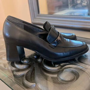 Vintage Calico 6M Leather Shoes 90's Block Heels Buckle Loafer